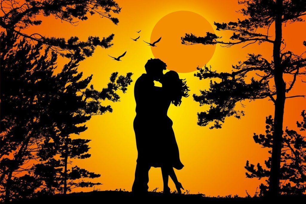 couple, silhouette, love