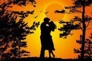 couple, silhouette, love