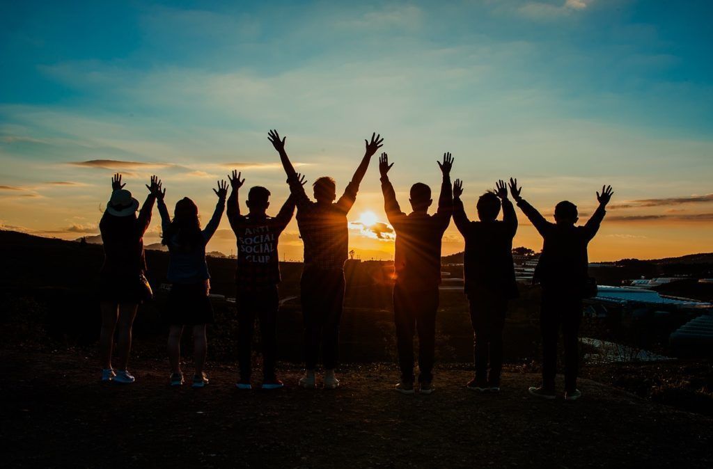 friends, sunrise, young