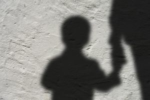 silhouette, man, child